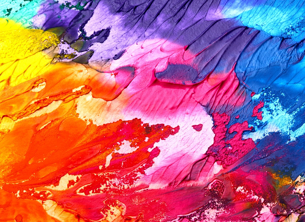 Abstract schilderij met felle kleuren als eyecatcher.